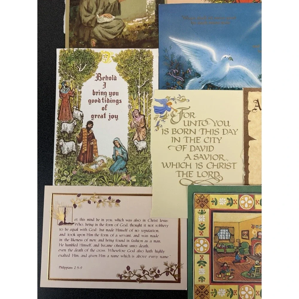 Vintage Christmas Cards Fronts ONLY Bible  Verses More Scrapbooking Crafts 50+